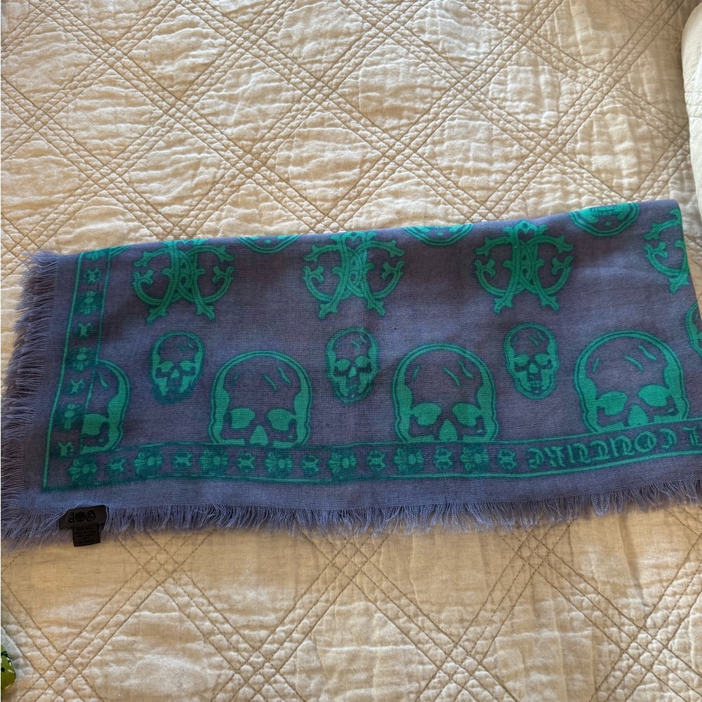 Blue and Green Skull Pattern Scarf